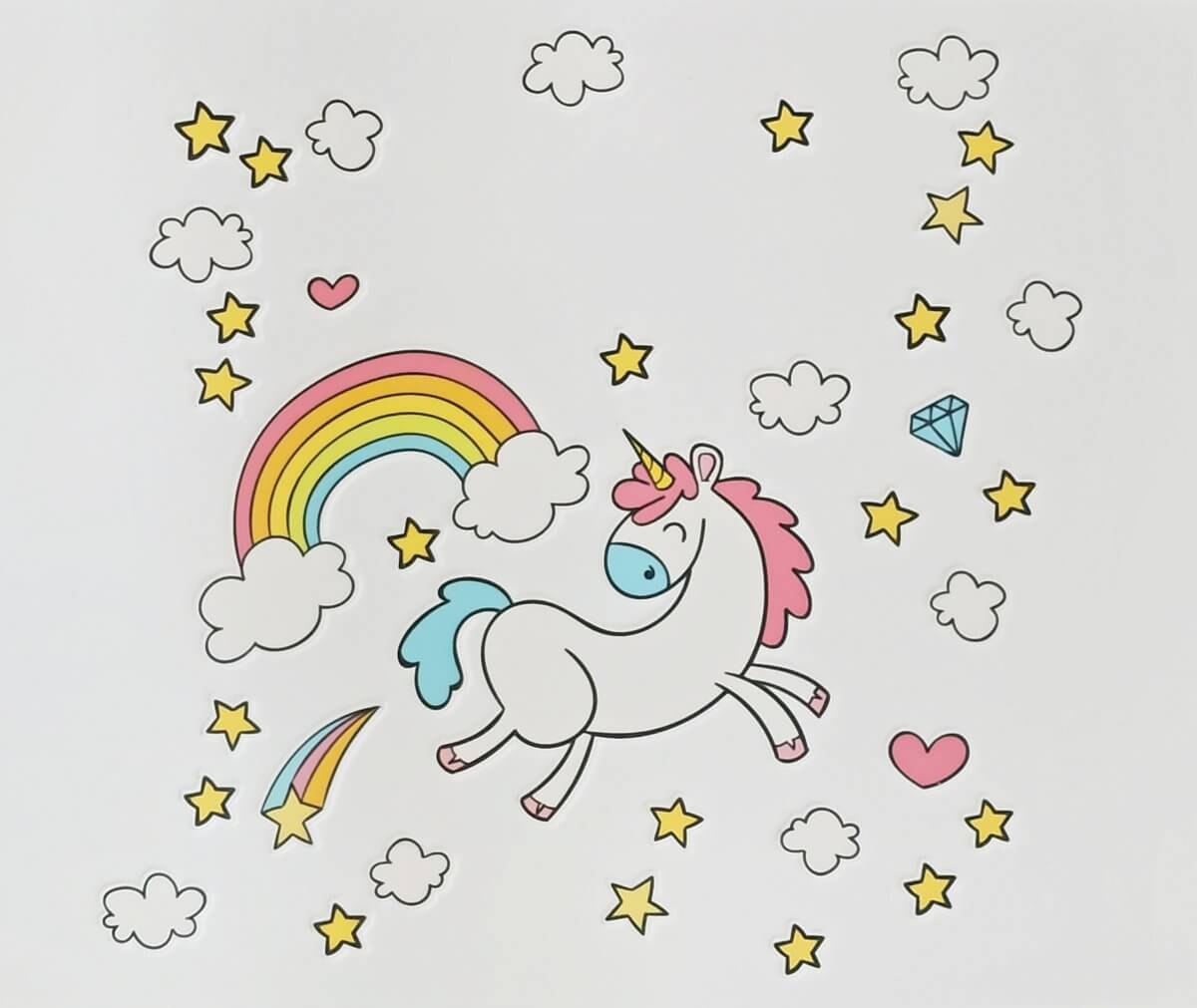 Figurskæret unicorn print 36 dele kageprint / Sukkerprint