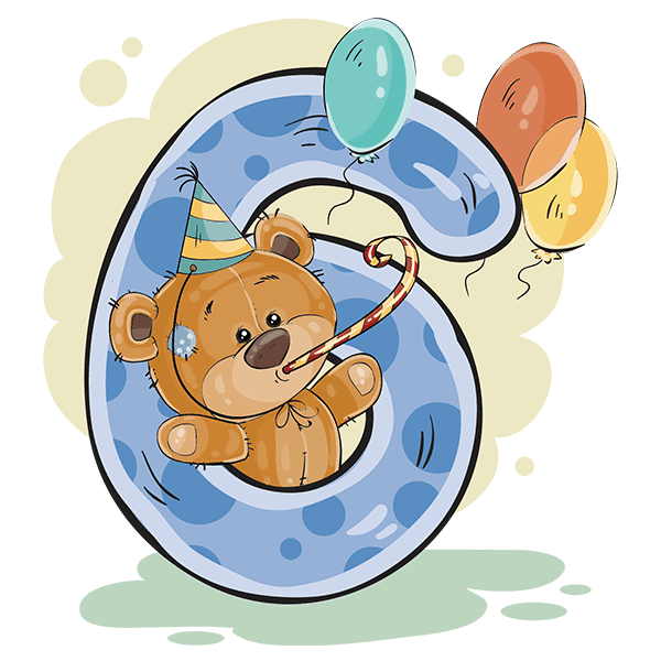 Number 1: birthday celebration cake with teddy bear, balloons, and party hat in the shape of the number 8.